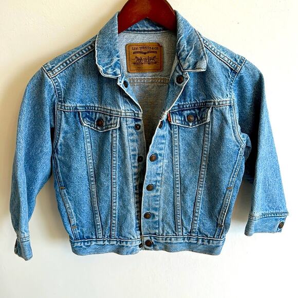Levi's Orange Tag Little Levi's Dead Stock Vintage Jean Trucker Jacket Size 7 - Picture 1 of 7